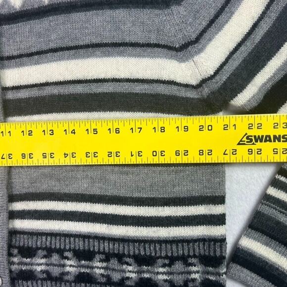 KAREN SCOTT Cardigan Sweater Women PL Wool Striped Aztec Pattern Button - Picture 4 of 8